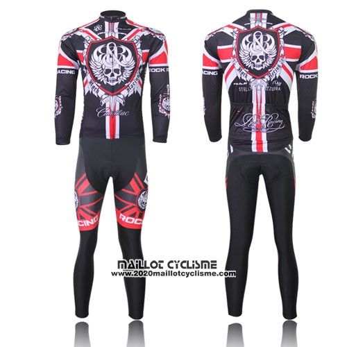 2013 Maillot Ciclismo Rock Racing Noir et Rouge Manches Longues et Cuissard